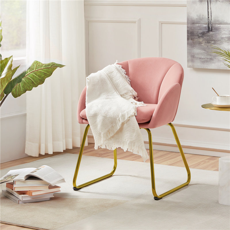 Fitchburg 20'' H Upholstered Metal Dining Chair, Pink
