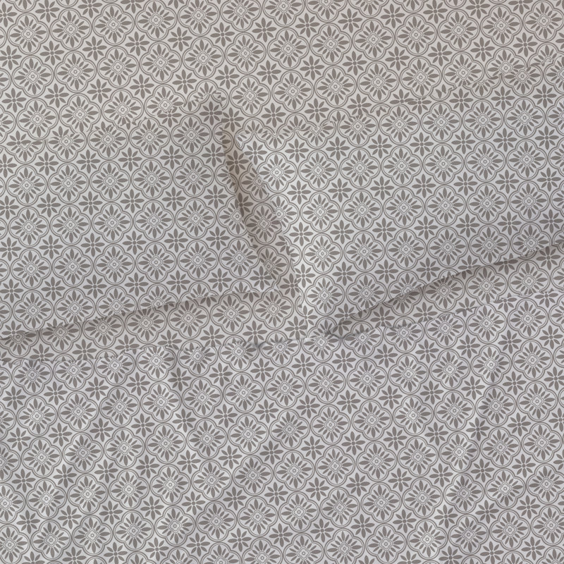 Digital Printed Patterned Fabric Pillowcases Set, Gray Geometric, King Pillow Case