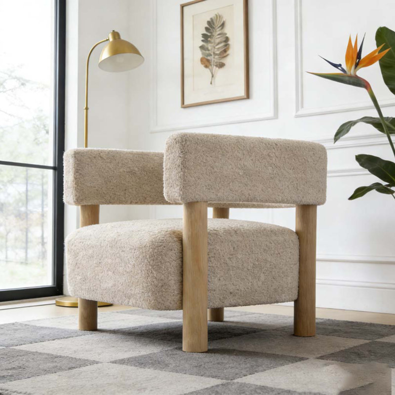 Fauteuil d'appoint rembourré Boucle, Blé