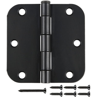 30 Pack Matte Black Interior Door Hinges Round 3.5" x 3.5 Inch 5/8"Radius Heavy