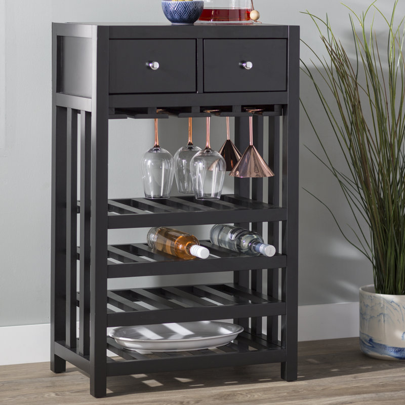 Bar avec rangement pour bouteilles de vin Debrango, Noir