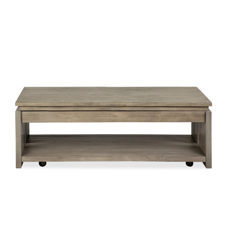 Rectangular Lift Top Storage Cocktail Table With Casters