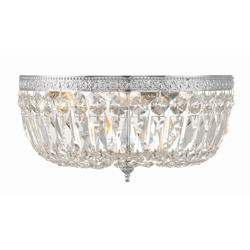 Plafonnier encastré 3 lumières 14 po Wehr, Poli au bois
