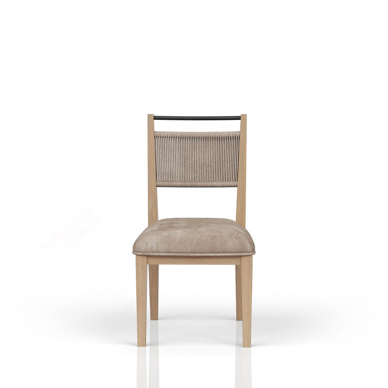 Chaise confortable à dossier en corde avec une finition caramel élégante pour la détente