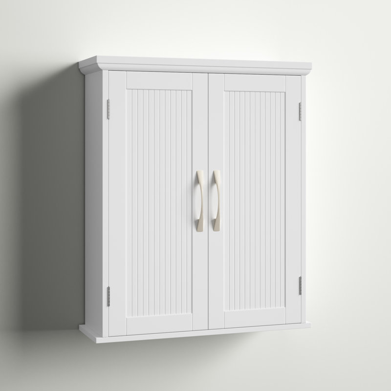 Cirencester Removable Two-Door Wall Cabinet with Beadboard Doors, Adjustable Shelf & Magnetic Latch for Bathroom or Laundry Storage