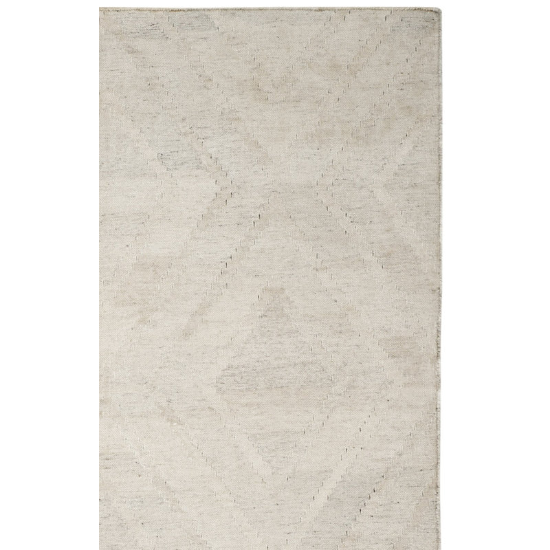 Whittlesey Hand Woven Viscose/Wool Geometric Rug in Light Gray/Ivory, Rectangle 4' x 6'