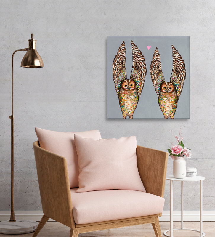 «Owl Love», reproduction sur toile tendue, H 24 po x l 24 po