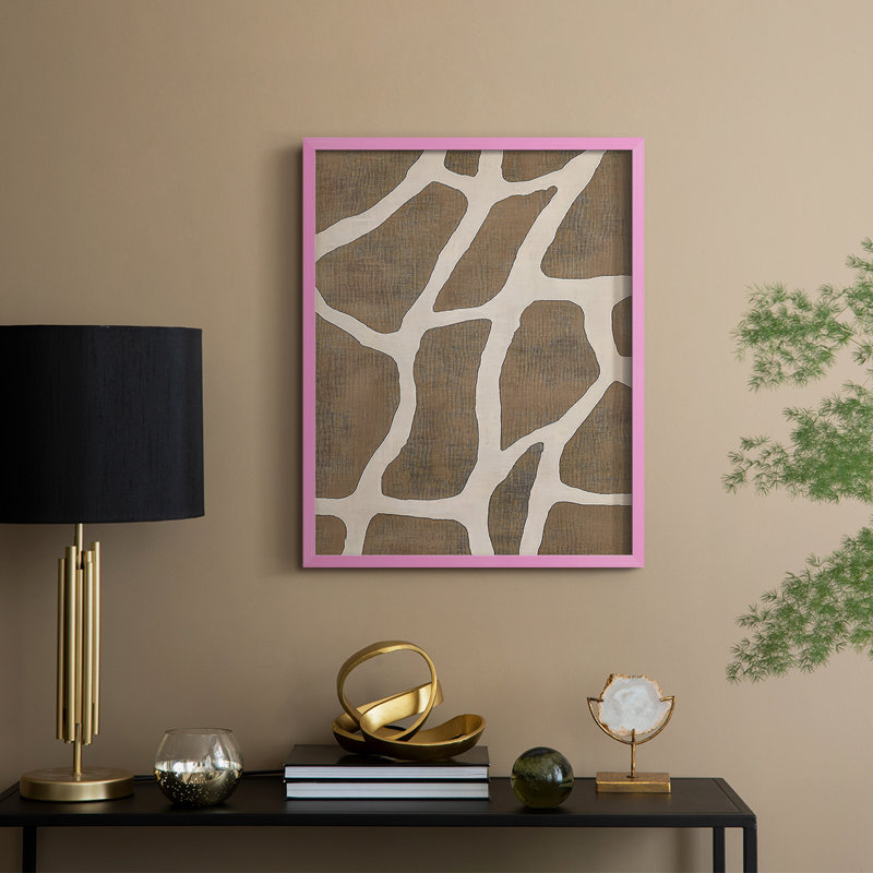 Impression abstraite encadrée CXLVI - prête à être accrochée, Rose, H 29 po x l 23 po
