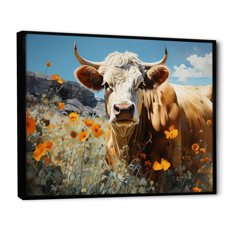 «Cow Meadow Serenity», reproduction sur toile, H 12 po x l 20 po x P 1 po, Cadre flottant noir