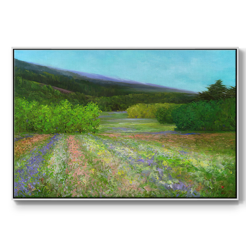 Printemps encadré sur toile, H 27 po x l 41 po x P 2 po, Blanc
