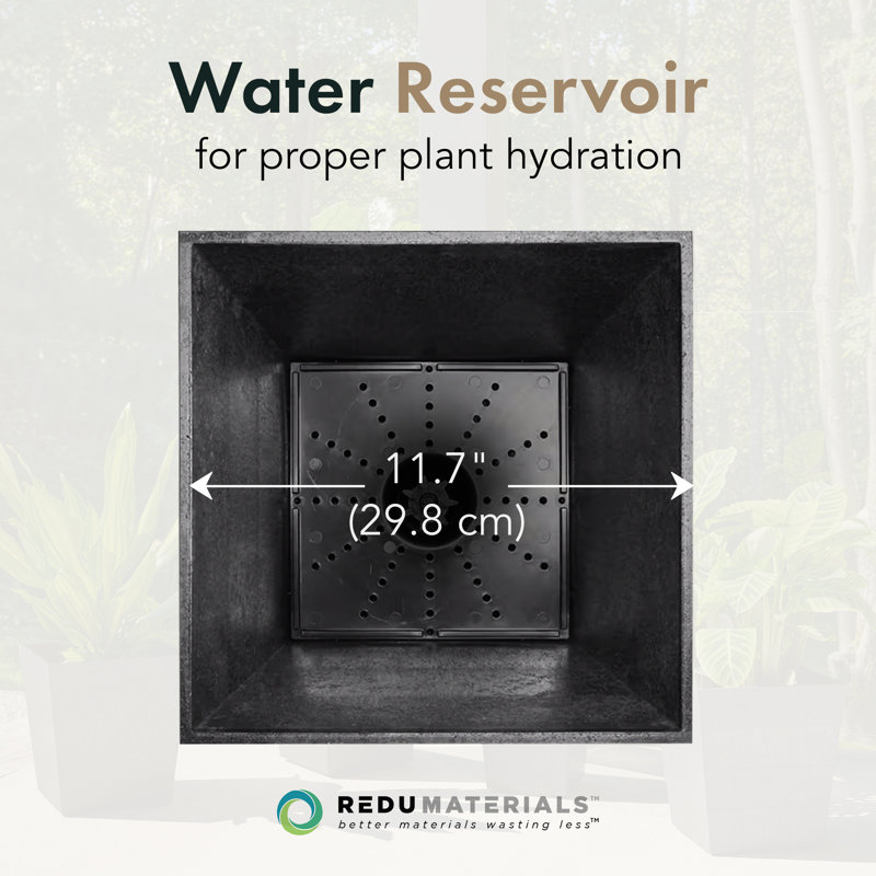  2 Pack Indoor Outdoor 13 Inch Self Watering Planters, Sonata, Black