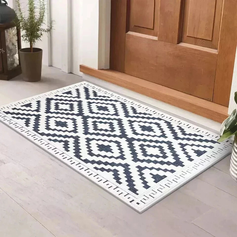 Avon Rug Blue Cream Large Area Rug, Non Slip Hallway Runner, Soft Carpet Door Mat for Living Room, Bedroom & Kitchen