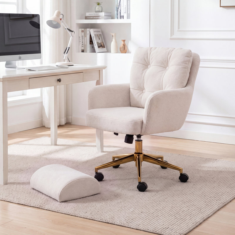 Fauteuil de bureau rembourré avec repose-pieds, Beige