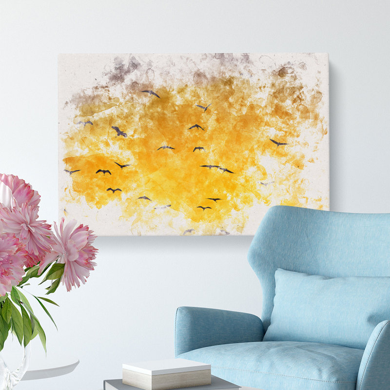 Egrets At Sunset - Wrapped Canvas, 40cm H x 60cm W x 3cm D