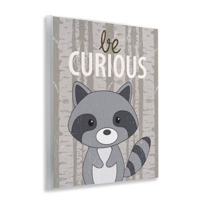 Be Curious Woodland Raccoon Wall Plaque, design by Kim Allen