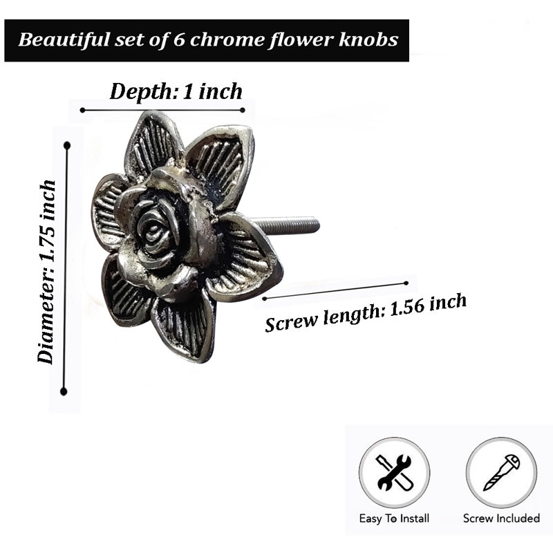 1.75'' Chrome Flower Novelty Knob Multipack