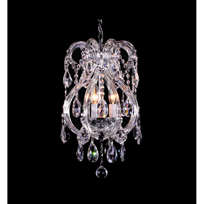 3-Light Chrome Chandelier With Clear Crystals
