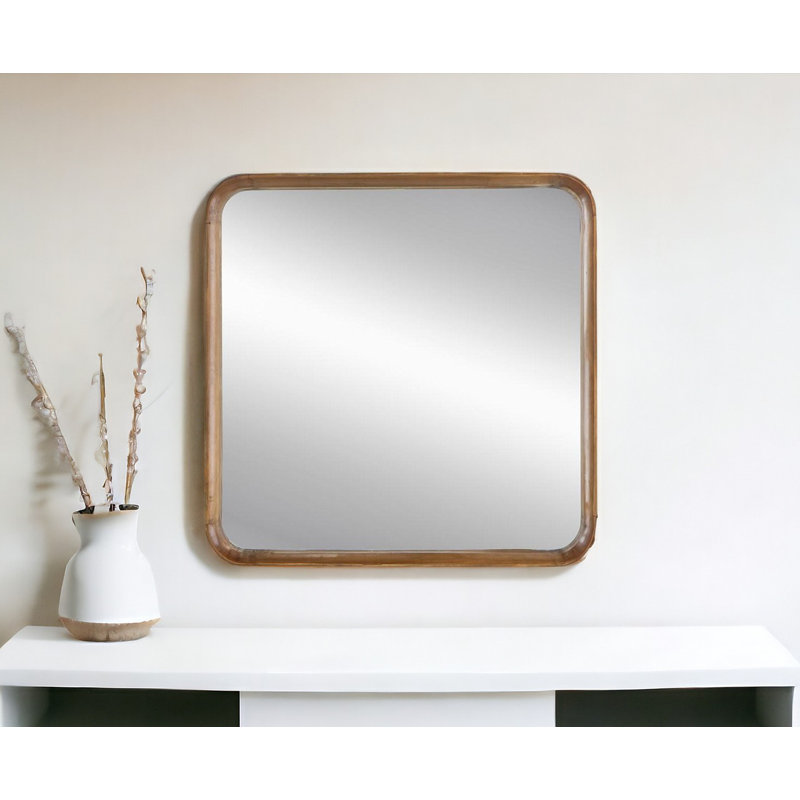 32"x32" Square Mirror with Wood Frame