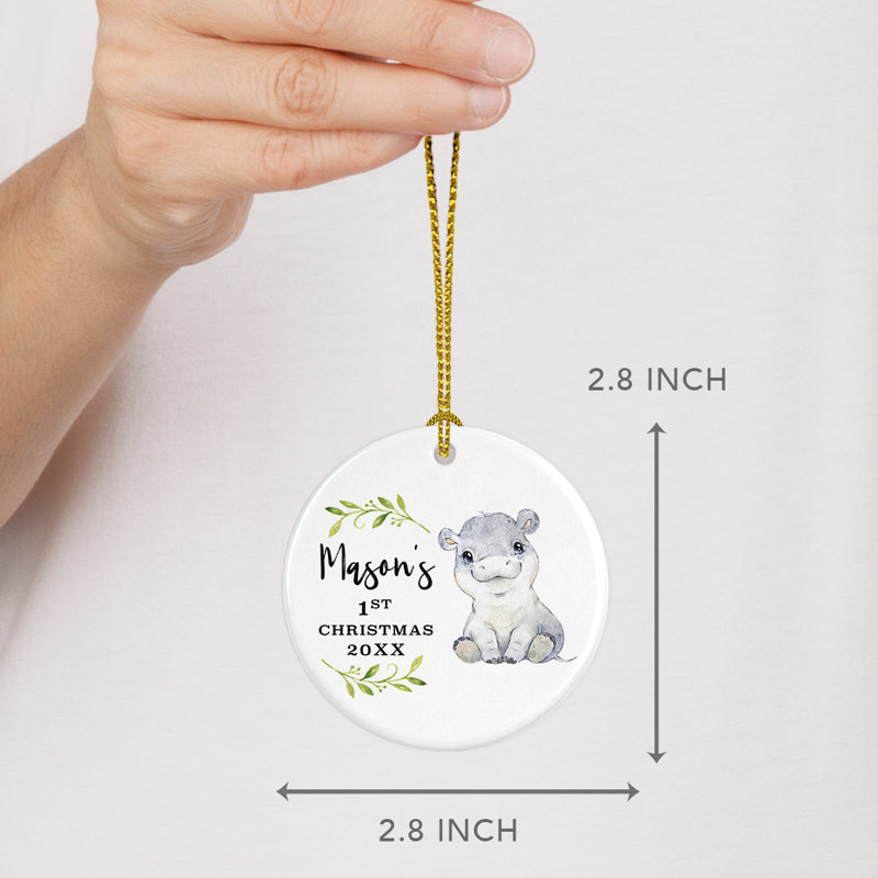 Ornement boule hippopotame rond