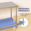 Table de travail commerciale robuste en acier inoxydable - Table de préparation à 2 niveaux avec tablette réglable, rebord à angle droit, certification NSF, argent, 36 po x 24 po x 35 po, sans roulettes-1000657593