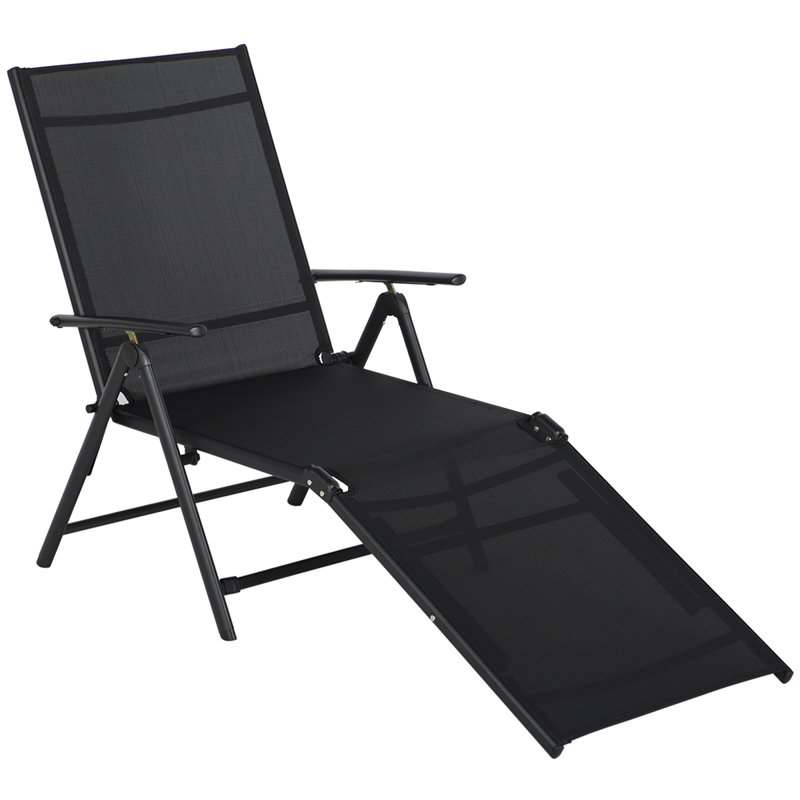Hildale Outdoor Metal Chaise Lounge, Black