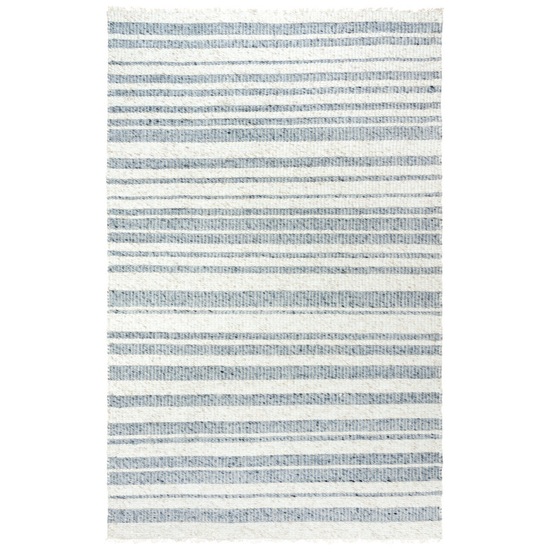Tapis d'intérieur gris / blanc à rayures Alek, Rectangle de 5 pi x 7 pi 6 po