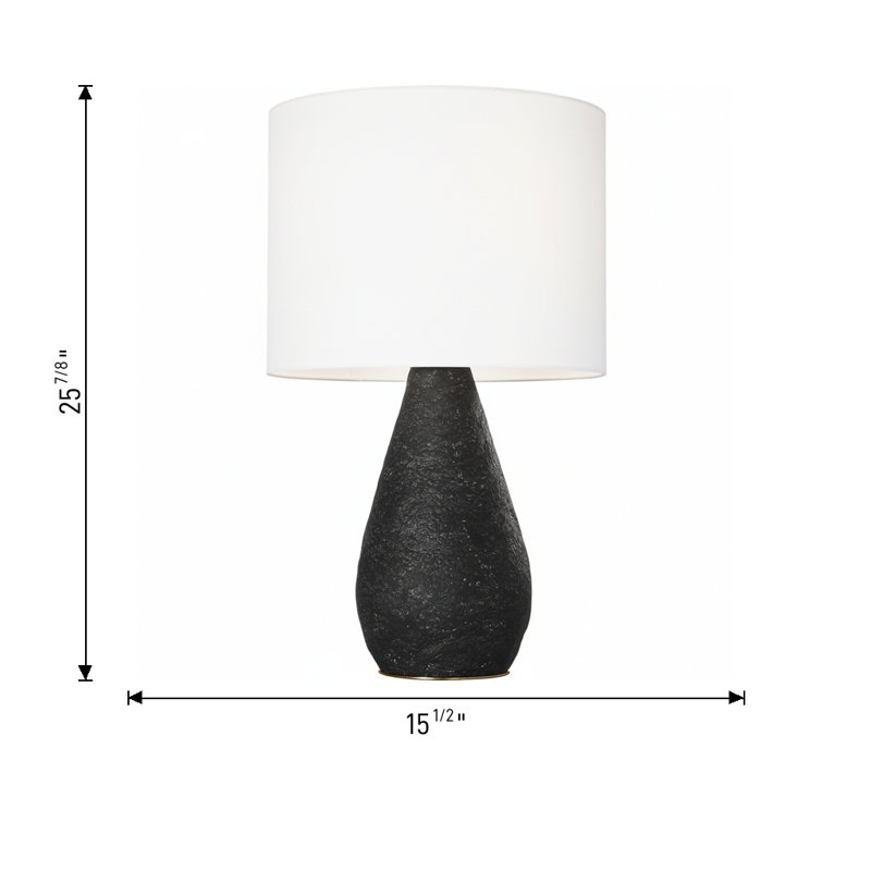 Ellen Degeneres Breccia 1 Light Bedroom Home Office Living Room Lamp With White Linen Shade, Black
