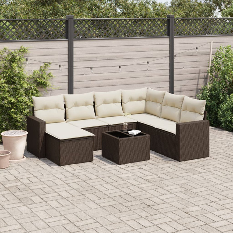 Ensemble de canapé de jardin Vidaxl brun, blanc crème