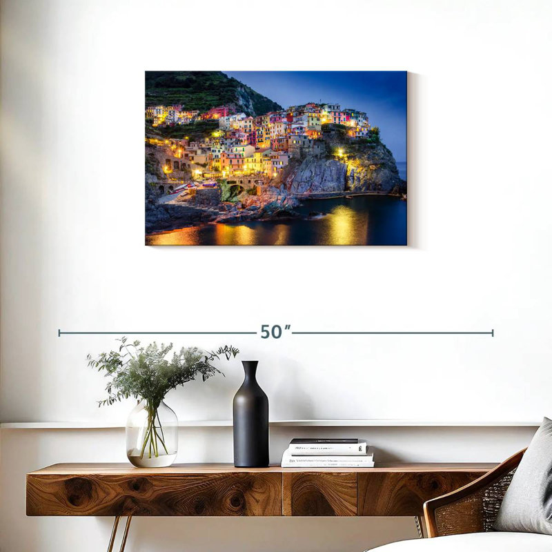 Vue de nuit des Cinque Terre Gillard, H 20 po x l 30 po