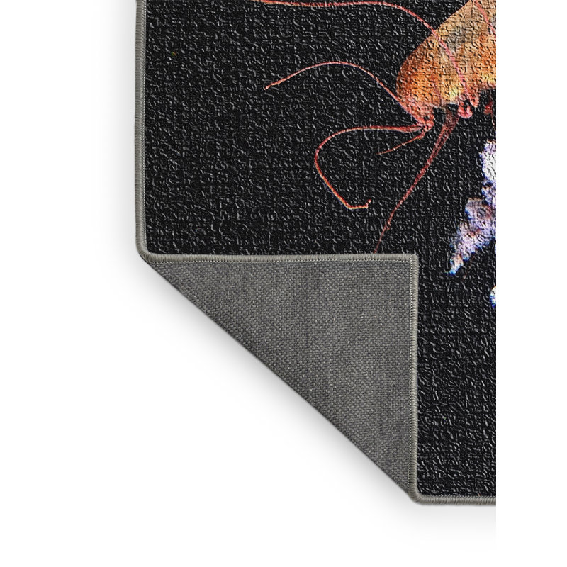 Tapis noir de style foncé 49, Rectangle 2 pi x 5 pi