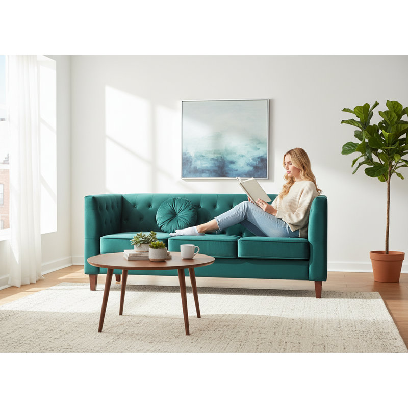 square design 81.5 wide velvet sofa, Green
