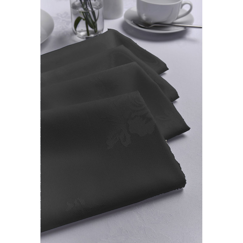 Ishaan Polyester Floral Square Napkin, Black