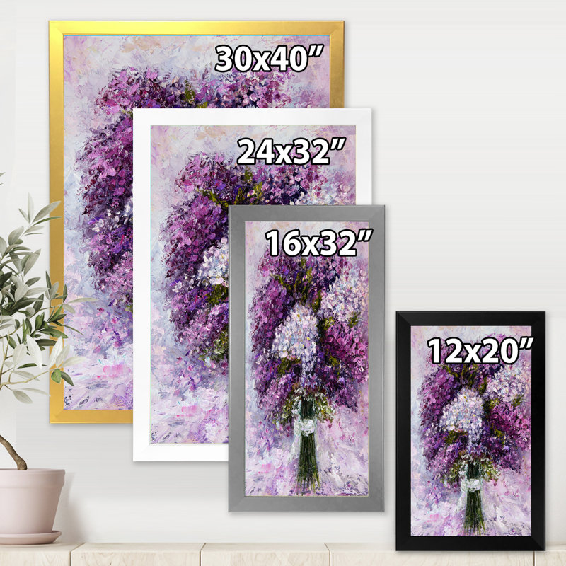 Mauve jacinthe - peinture sur toile encadrée, Toile avec cadre noir, H 32 po x l 24 po x P 1 po