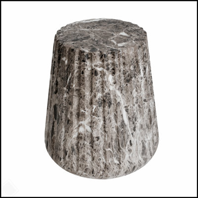 Outdoor Cleme Carved Side Table with Solid Pedestal Base and Half-Sphere Top, for Indoor and Outdoor Use