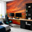 Papier peint mural autocollant moderne « Ciel couchant » avec nuages ​​orange, rouges et jaunes, pour chambre ou salon, 254 cm (L) x 366 cm (l).-1685634867-1685634876
