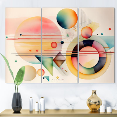 «Dharach Pastel Minimalist Multi Shape III», reproduction sur toile 3 pièces