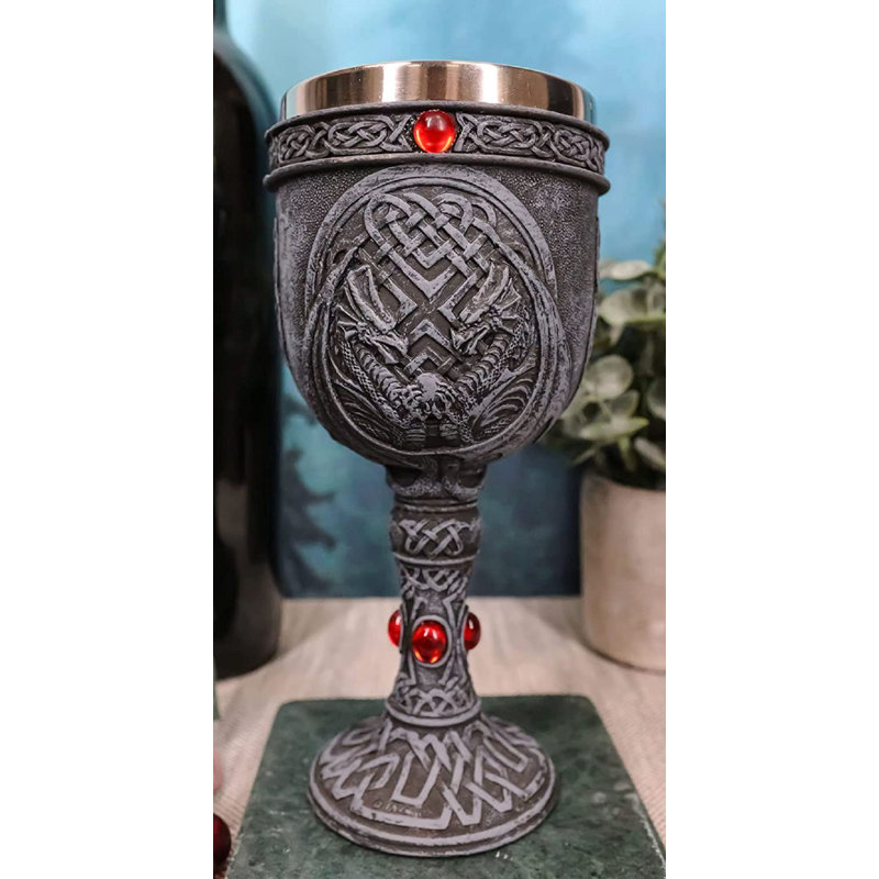 Ebros ancien nid celtique double dragons protégeant le flacon de vin coupe de vin calice coupe 6 oz Donjons et dragons gothiques médiévale élixir de vie