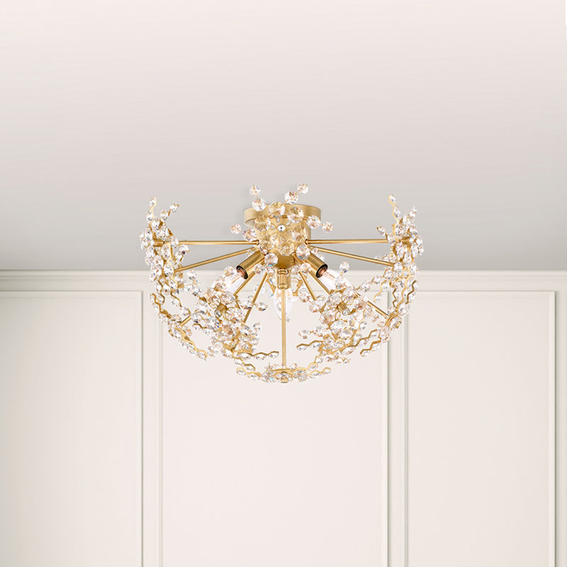Esteracae 3 Light 18in x 11in Semi-Flush Mount in Heirloom Gold with Clear Radiance Crystals, Heirloom Gold