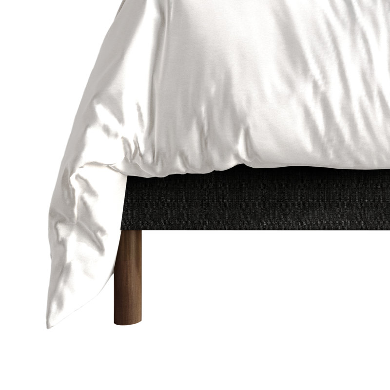 Linen Platform Bed , Black, Full