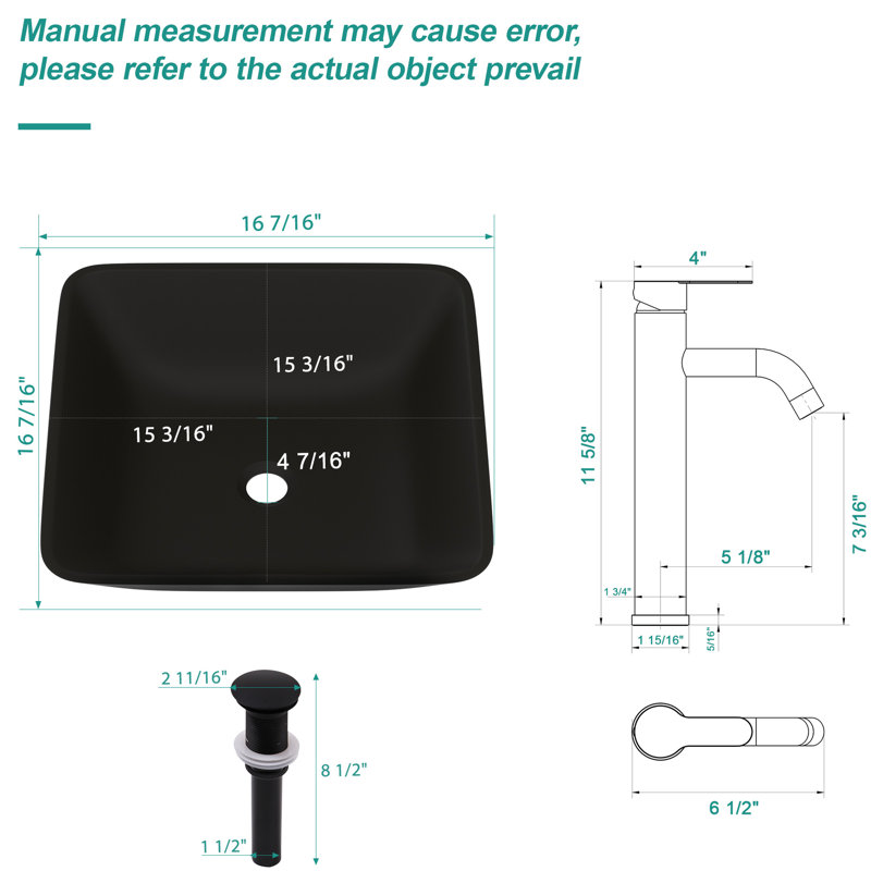 Lavabo de salle de bain en verre trempé - robinet noir mat et drain escamotable contemporain