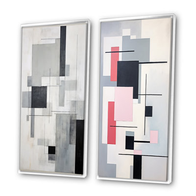 " Suprematism Geometric Serenity " 2 - Pieces