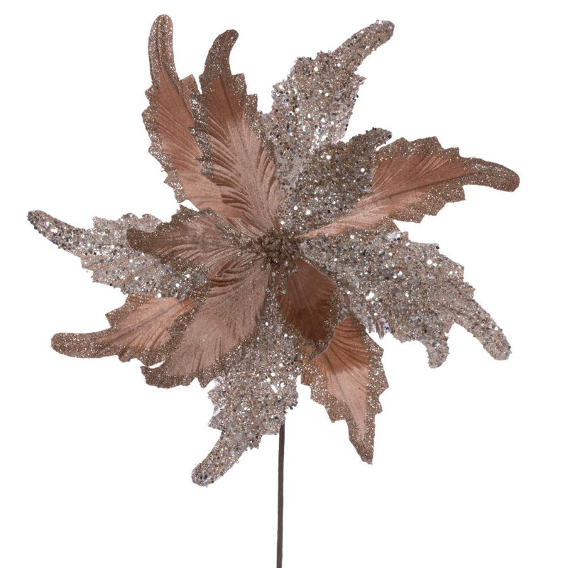 18" x 20" Grand Velvet Poinsettia Stem. It includes two pieces per bag., Brown