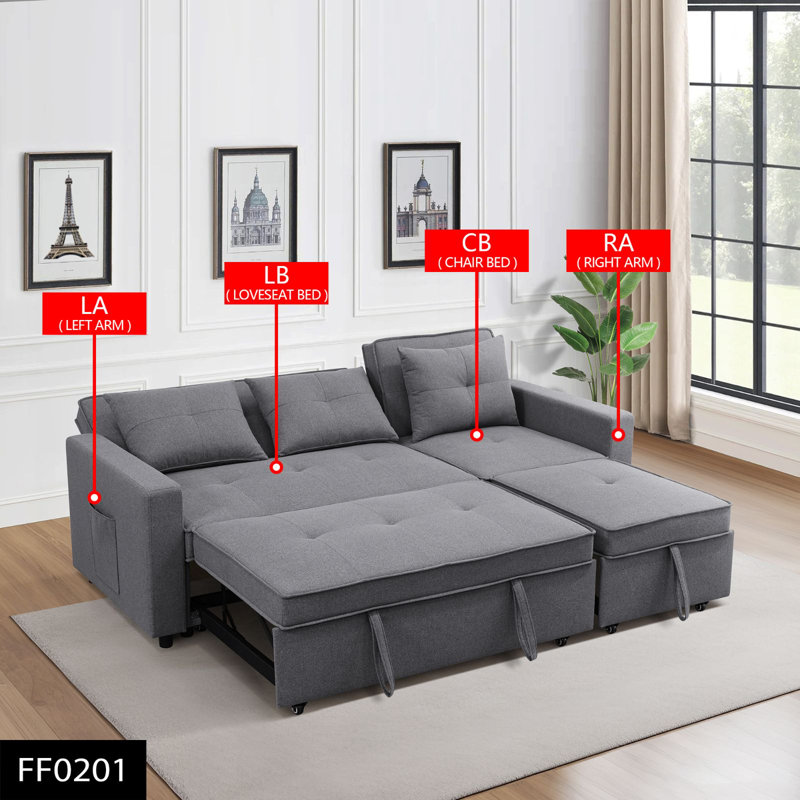 80'' Grey Sleeper Futon Sofa Bed Set