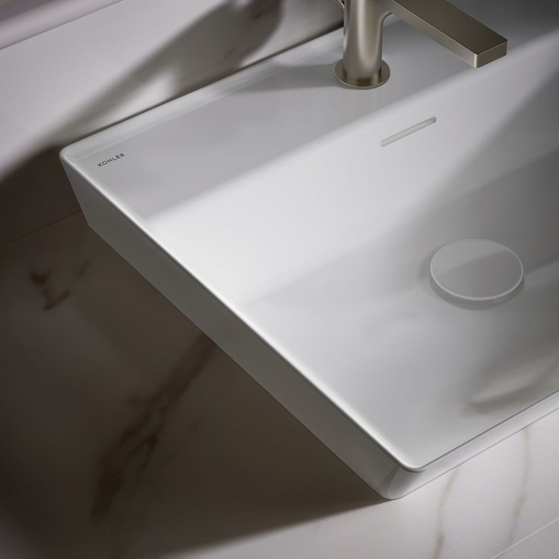 Brazn Rectangle Vessel Bathroom Sink, Honed Black, White, Single