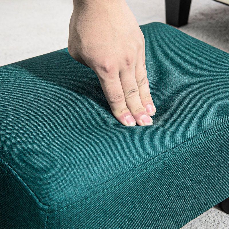 Repose-pieds de salon, tissu en lin et structure de pieds en plastique