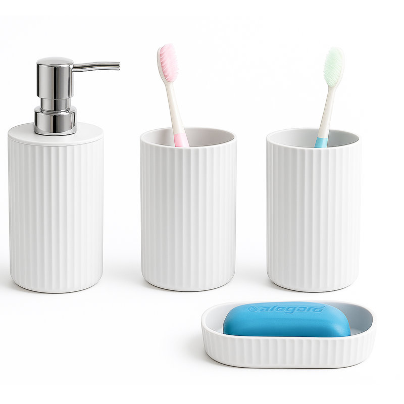 Carletha Bathroom Accessory Set, White