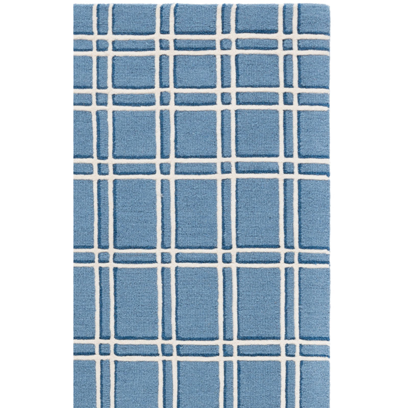 Evell Hand-Tufted Wool and Cotton Plaid Area Rug, Square 6'