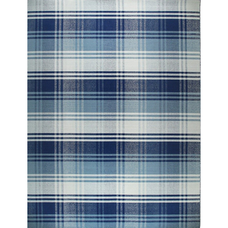 Tapis bleu tissé à la main Ziv, Rectangle de 5 pi x 8 pi