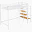 Lit mezzanine simple en métal avec tablette supérieure et échelle de rangement latérale-1355528848