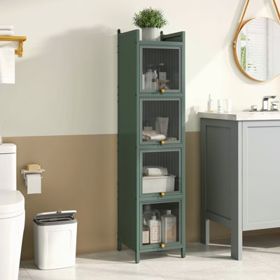 Armoire de porte moderne en verre à quatre niveaux avec rangement à cinq niveaux, pour le hall d'entrée, la salle de bain et la salle à manger